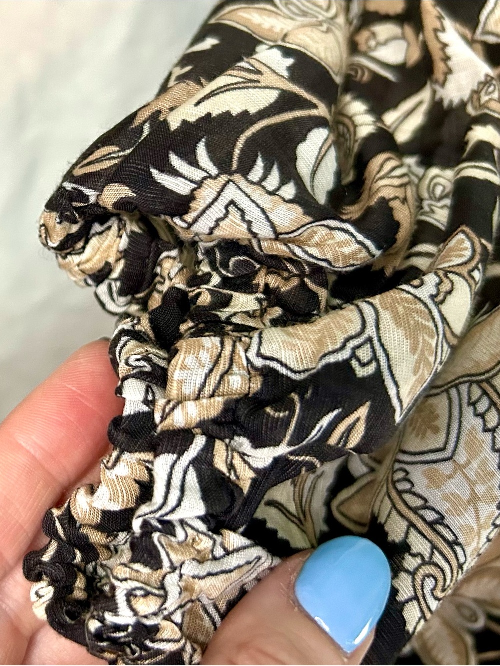 Boden Retro Brown, Cream Floral Belted Cotton Midi Dress, Size 6 - Picture 4 of 16